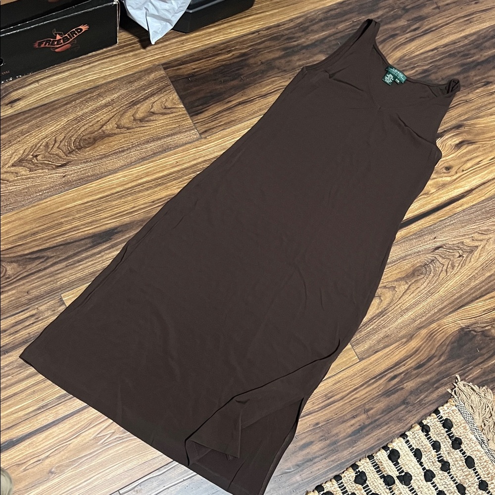 Ralph Lauren Elegant Brown Midi Dress